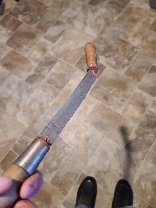 Homemade fleshing knife handle replacement 