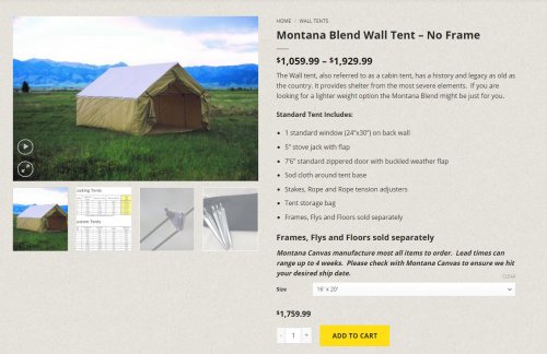 Tent Storage Bags - Montana Canvas