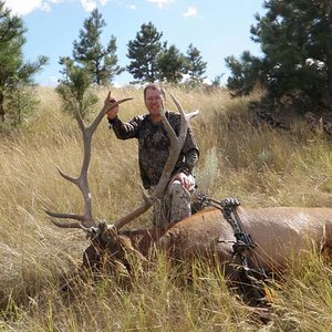 My first archery bull, shot on opening morning in the Missouri River Breaks. I was awakened from a hard nap, looked behind me on the ridge I was sleep